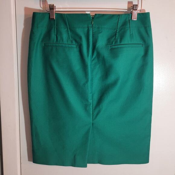 J Crew Womens No. 2 Pencil Skirt Size 4 Green Cotton Blend Career Church Office - Picture 5 of 10